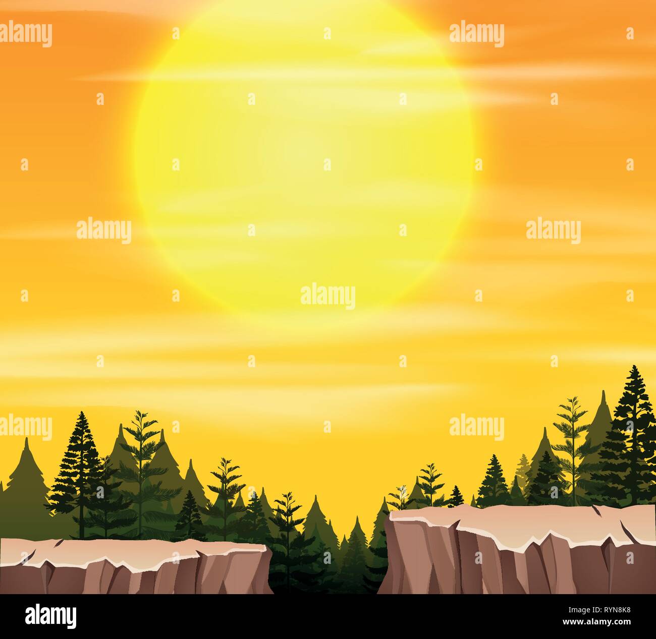 A nature scene at sunset illustration Stock Vector Image & Art - Alamy