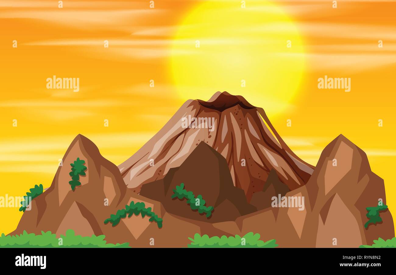 A mountain sunset view illustration Stock Vector Image & Art - Alamy
