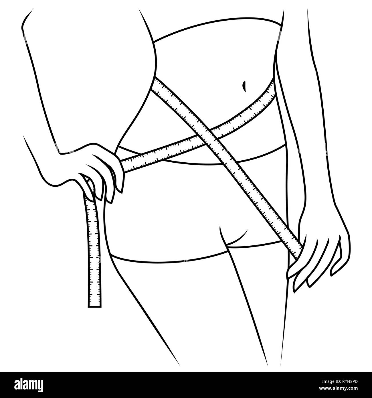 Measuring waist with tape Royalty Free Vector Image