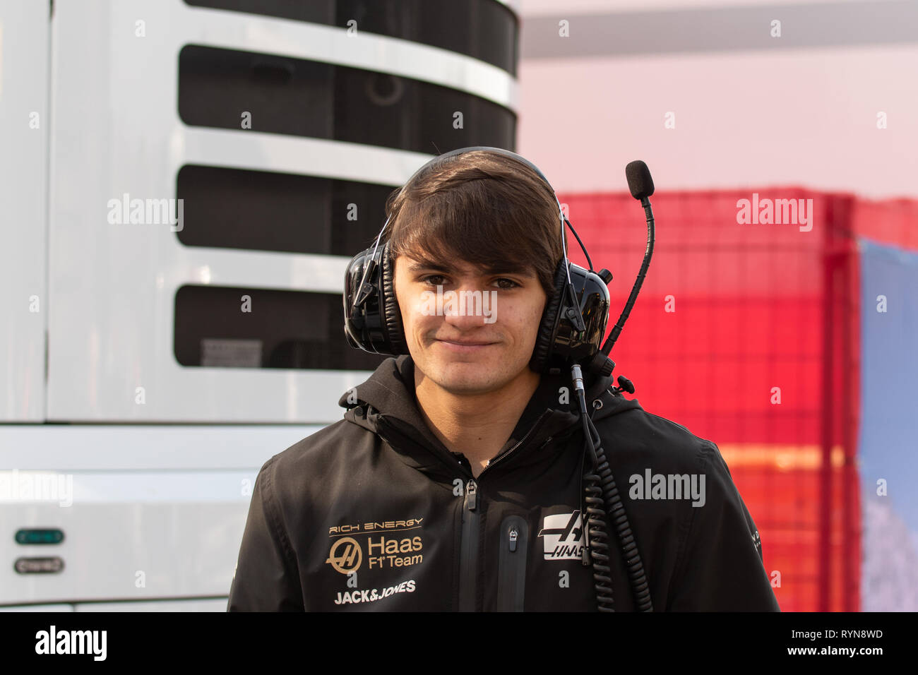 Barcelona, Spain. Feb 28th, 2019 - Pietro Fittipaldi of Brazil reserve driver for (51) Haas F1 Team day seven of F1 Winter Testing at Circuit de Catal Stock Photo