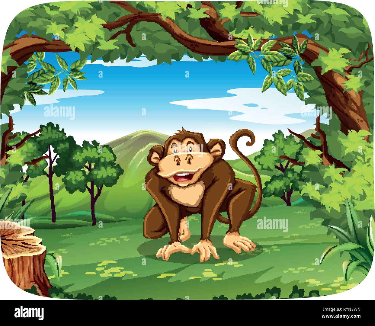 A monkey in wild forest illustration Stock Vector Image & Art - Alamy