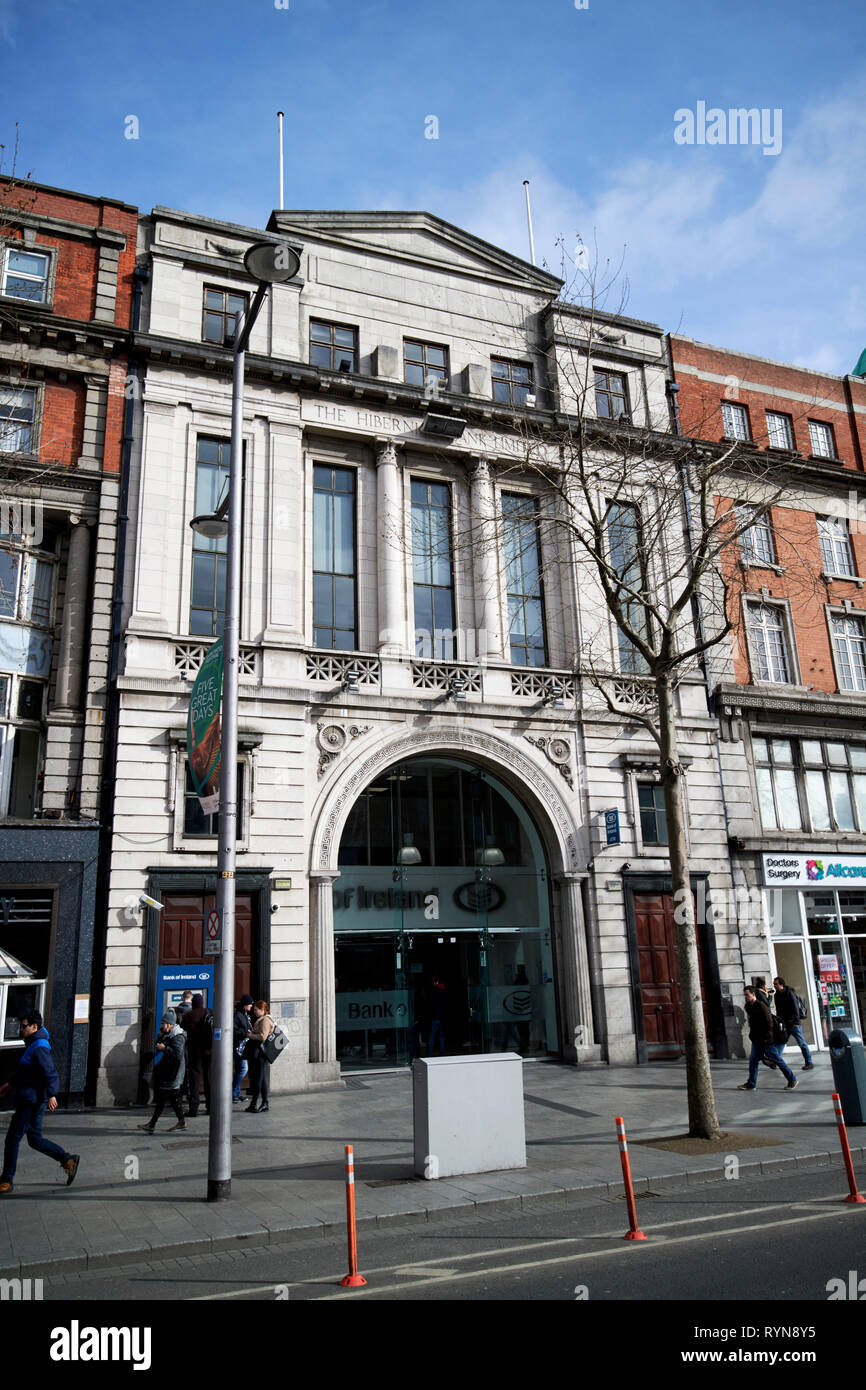 Bank of Ireland building on 6-7 OConnell street formerly the Hibernian Bank and the Grand Central Cinema Dublin Republic of Ireland Europe Stock Photo