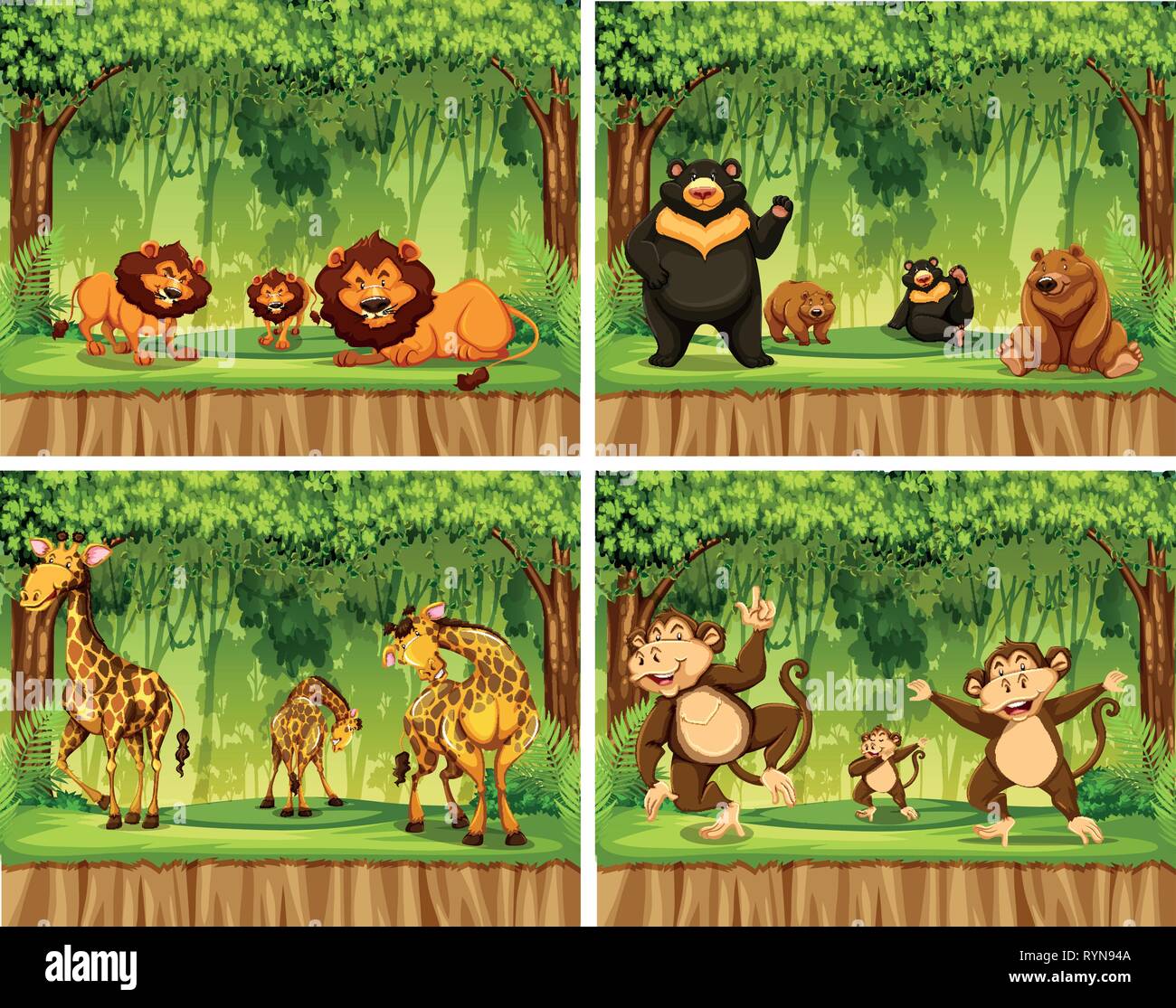 Set of wild animal in forest illustration Stock Vector Image & Art - Alamy