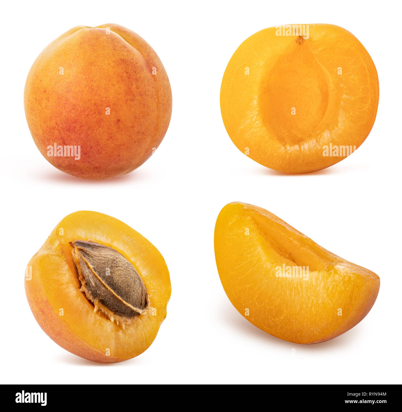 Apricots isolated on white background. Clippin path Stock Photo - Alamy