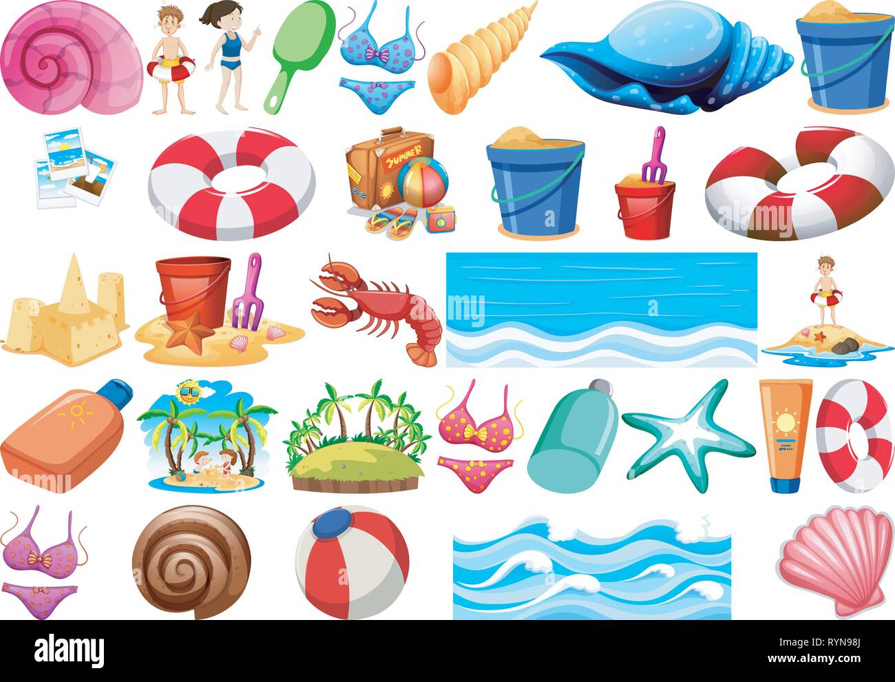 Set of beach objects illustration Stock Vector Image & Art Alamy