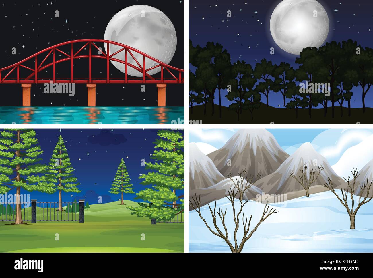 Set of different outdoor scenes illustration Stock Vector Image &amp; Art - Alamy