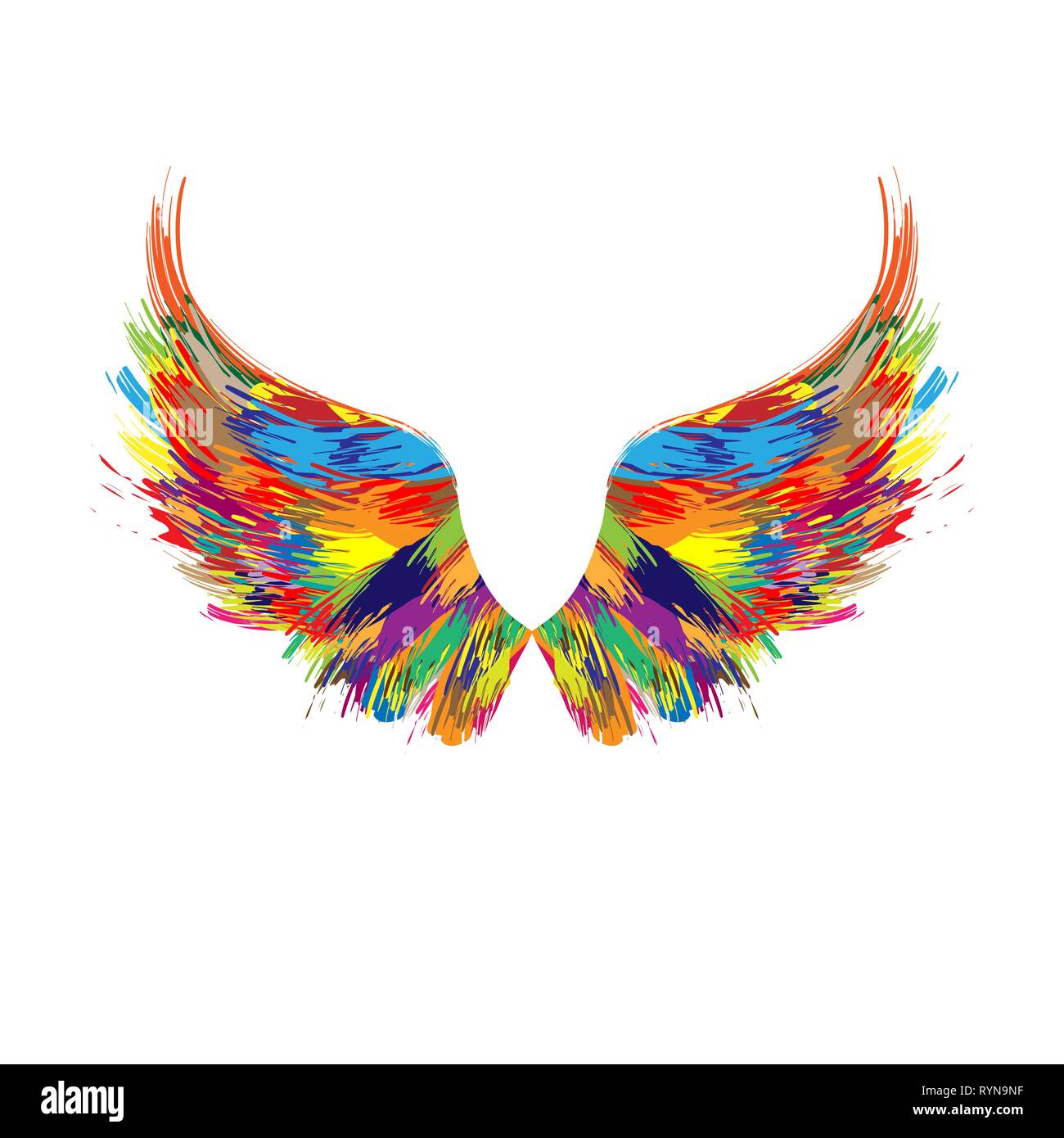 Different color abstract grunge wings isolated on white background Stock  Vector Image & Art - Alamy