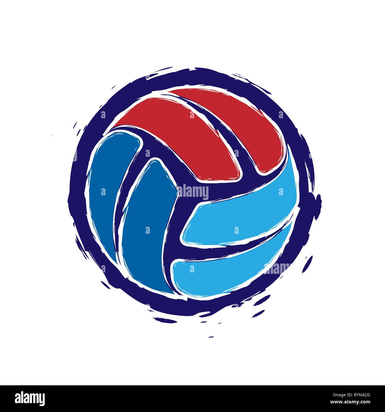 Abstract grunge volleyball symbol with isolated on white background