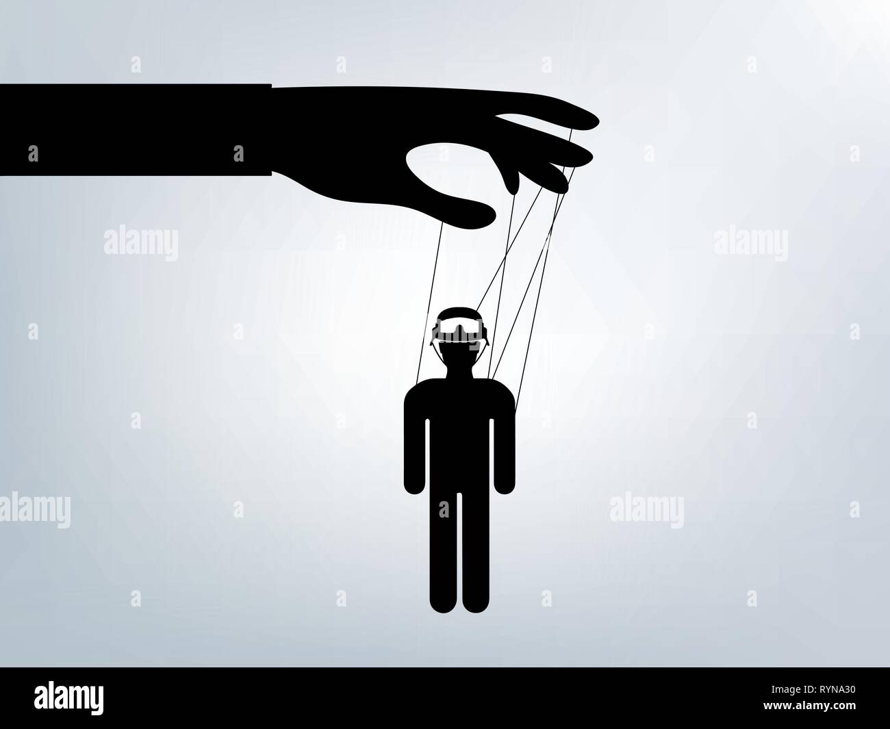 Conceptual stick figure vector with manipulated military Stock Vector