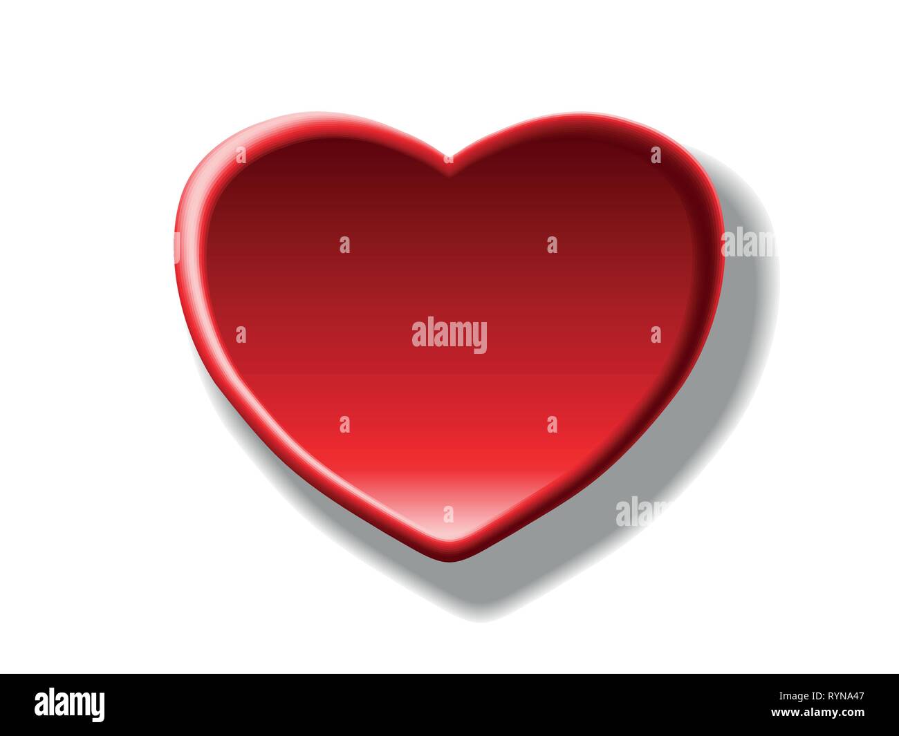 Red heart against white background, romantic vector symbol with 3d effect Stock Vector