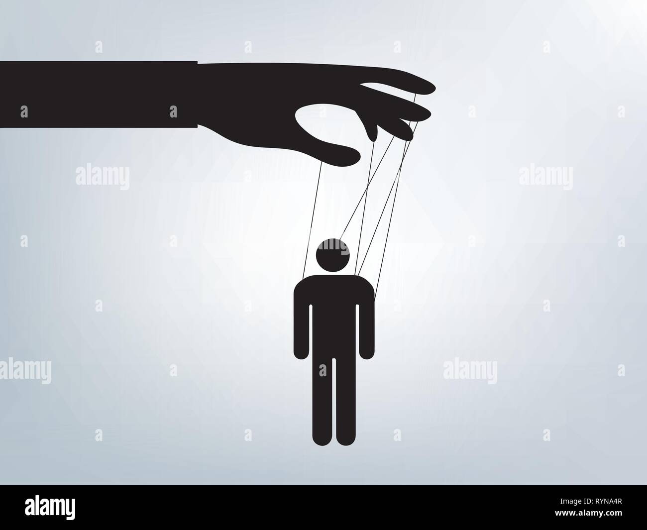 Conceptual stick figure vector with manipulated man Stock Vector