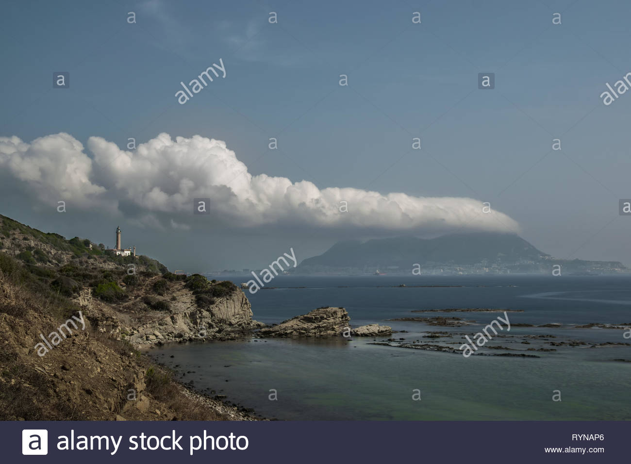 View Of The Rock Of Gibraltar And The Lighthouse With The