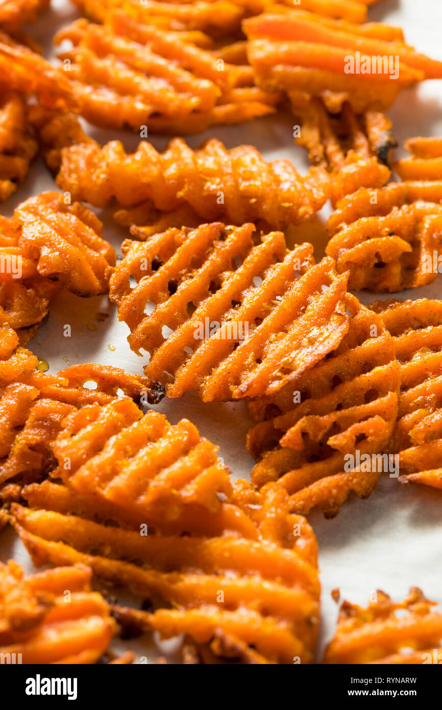 Homemade Sweet Potatoe Waffle Fries with Mayo Stock Photo Alamy
