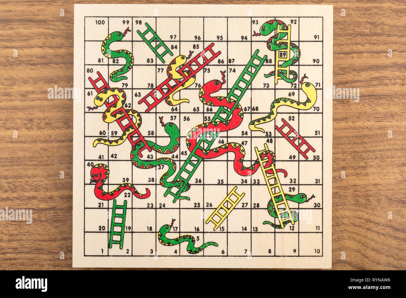 Closeup of small Snakes and Ladders game / board game For climbing