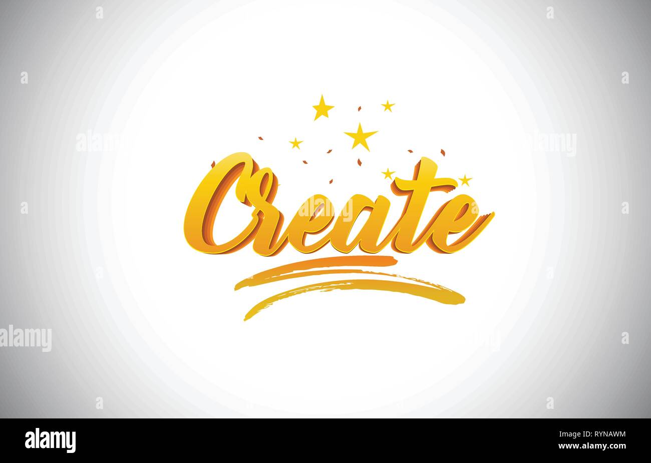 Create Golden Yellow Word Text with Handwritten Gold Vibrant Colors and ...