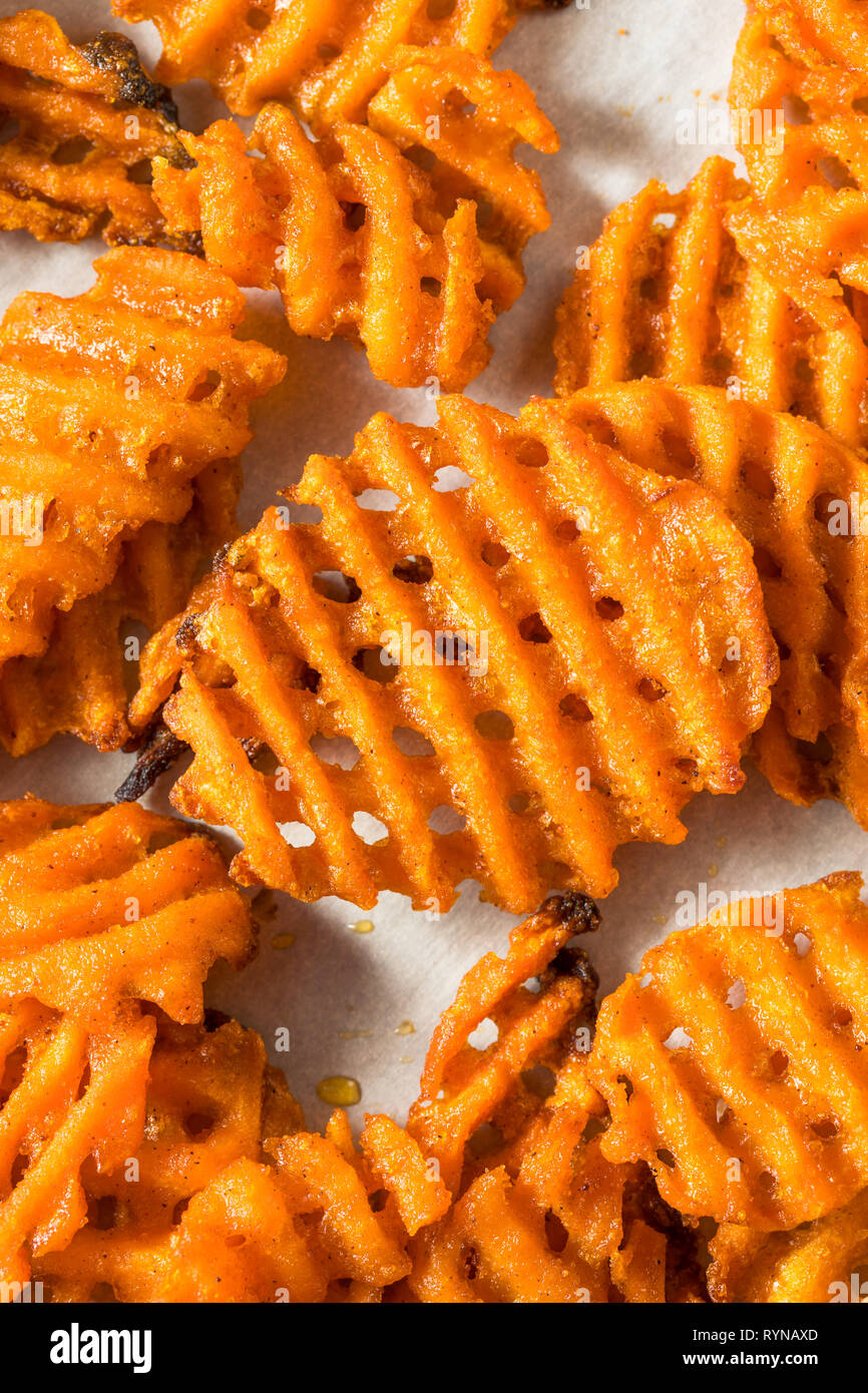 Homemade Sweet Potatoe Waffle Fries with Mayo Stock Photo Alamy