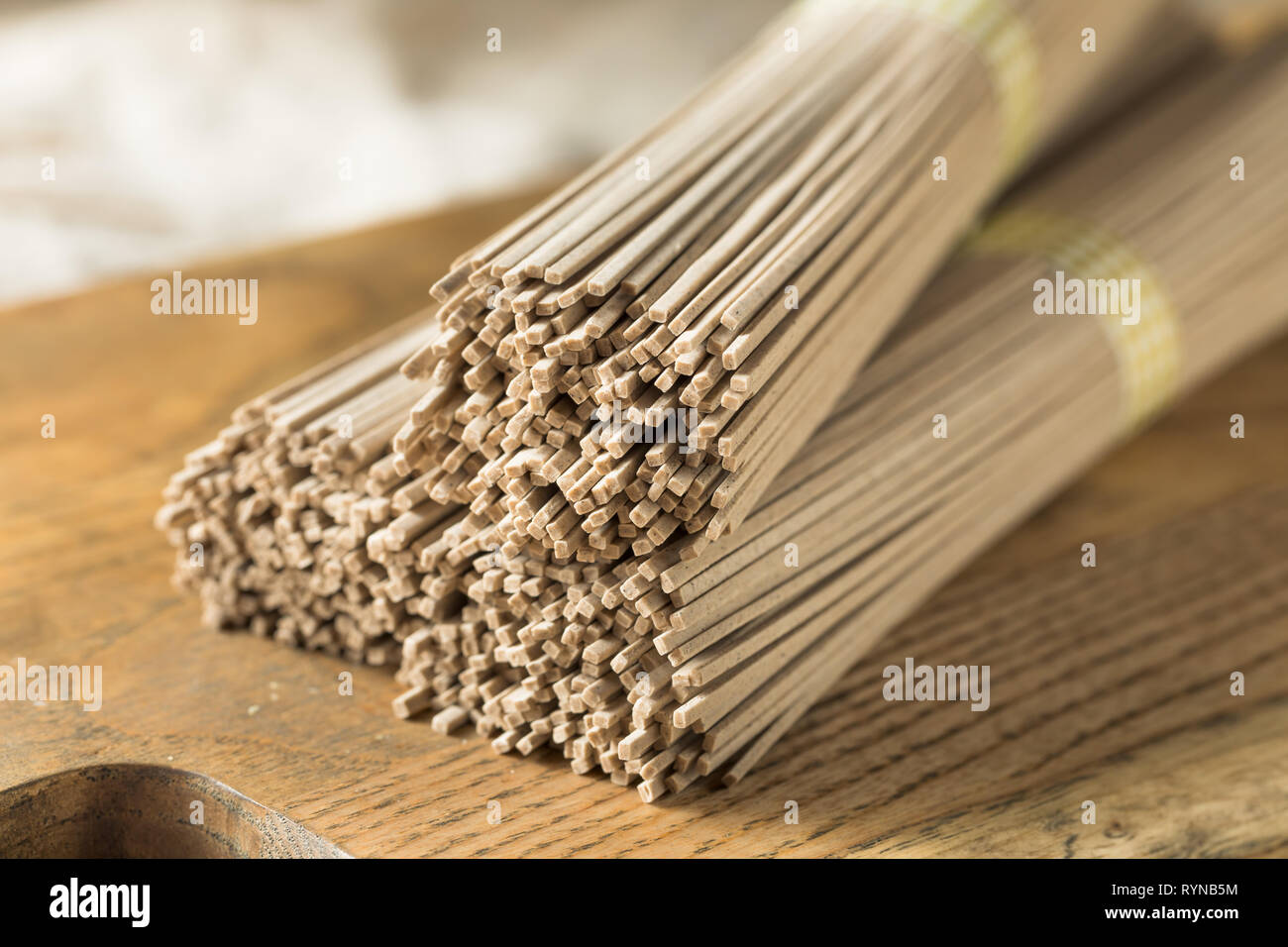 Dried Organic Buckwheat Soba Noodles Ready to Cook Stock Photo