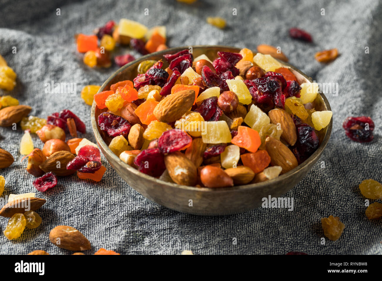 Healthy Dried Fruit and Nut Mix with Almonds Raisins Cranberries Stock Photo Alamy