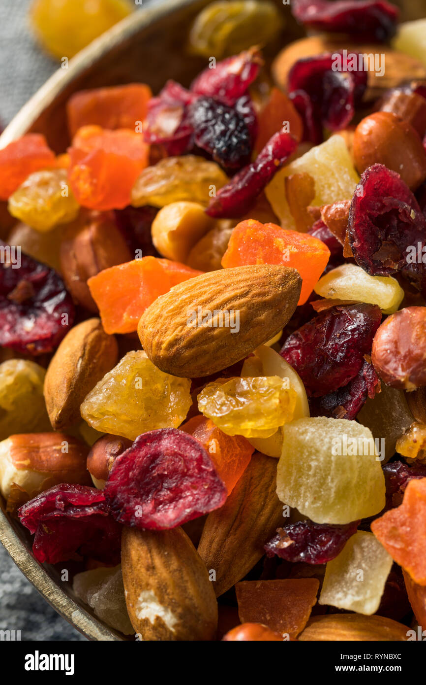 Healthy Dried Fruit and Nut Mix with Almonds Raisins Cranberries Stock Photo Alamy