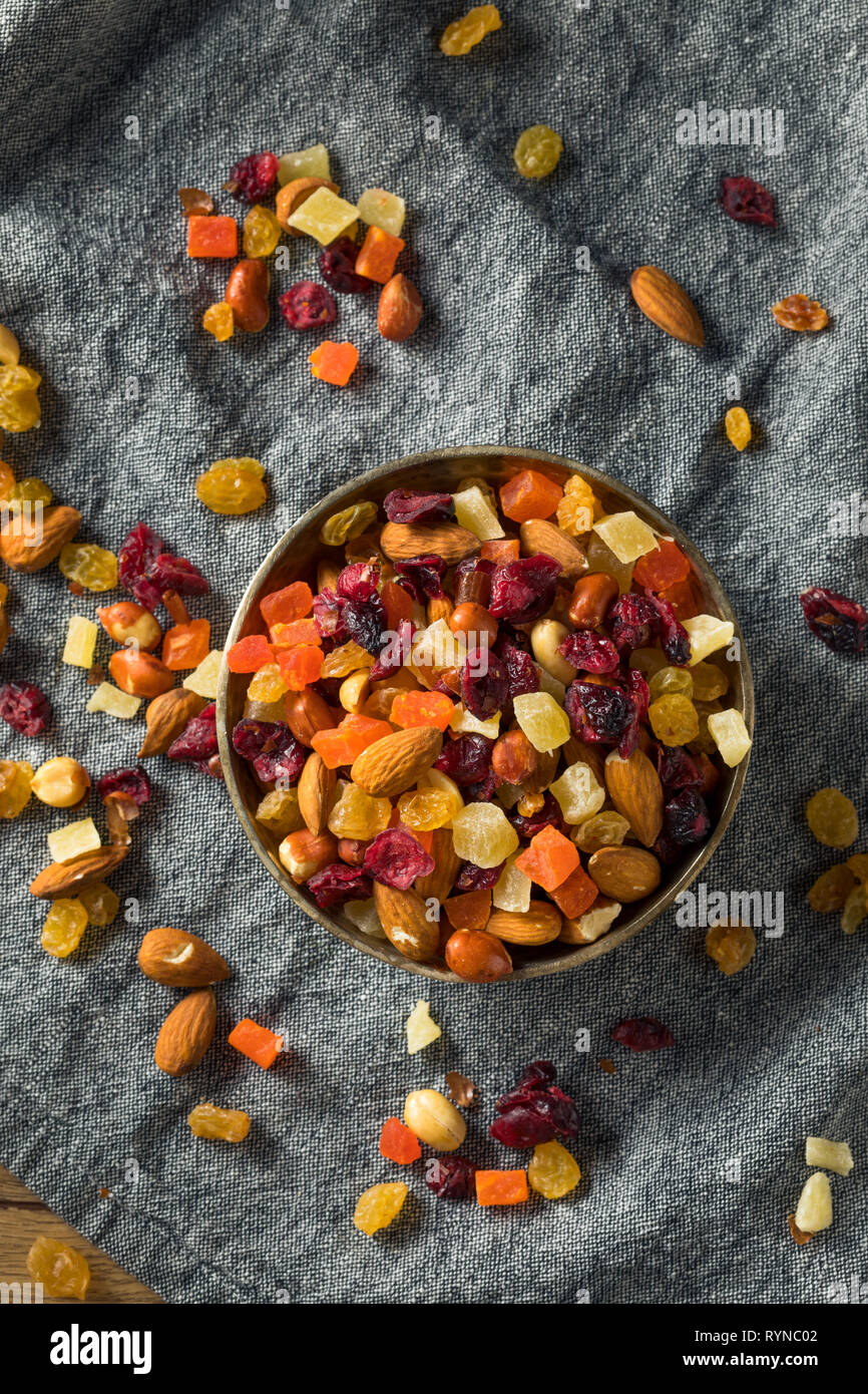 Healthy Dried Fruit and Nut Mix with Almonds Raisins Cranberries Stock Photo