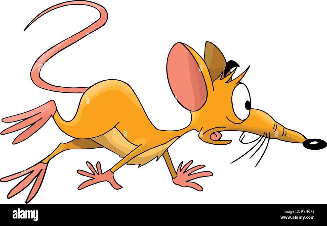 Scared cartoon mouse prepared to escape vector illustration Stock Vector