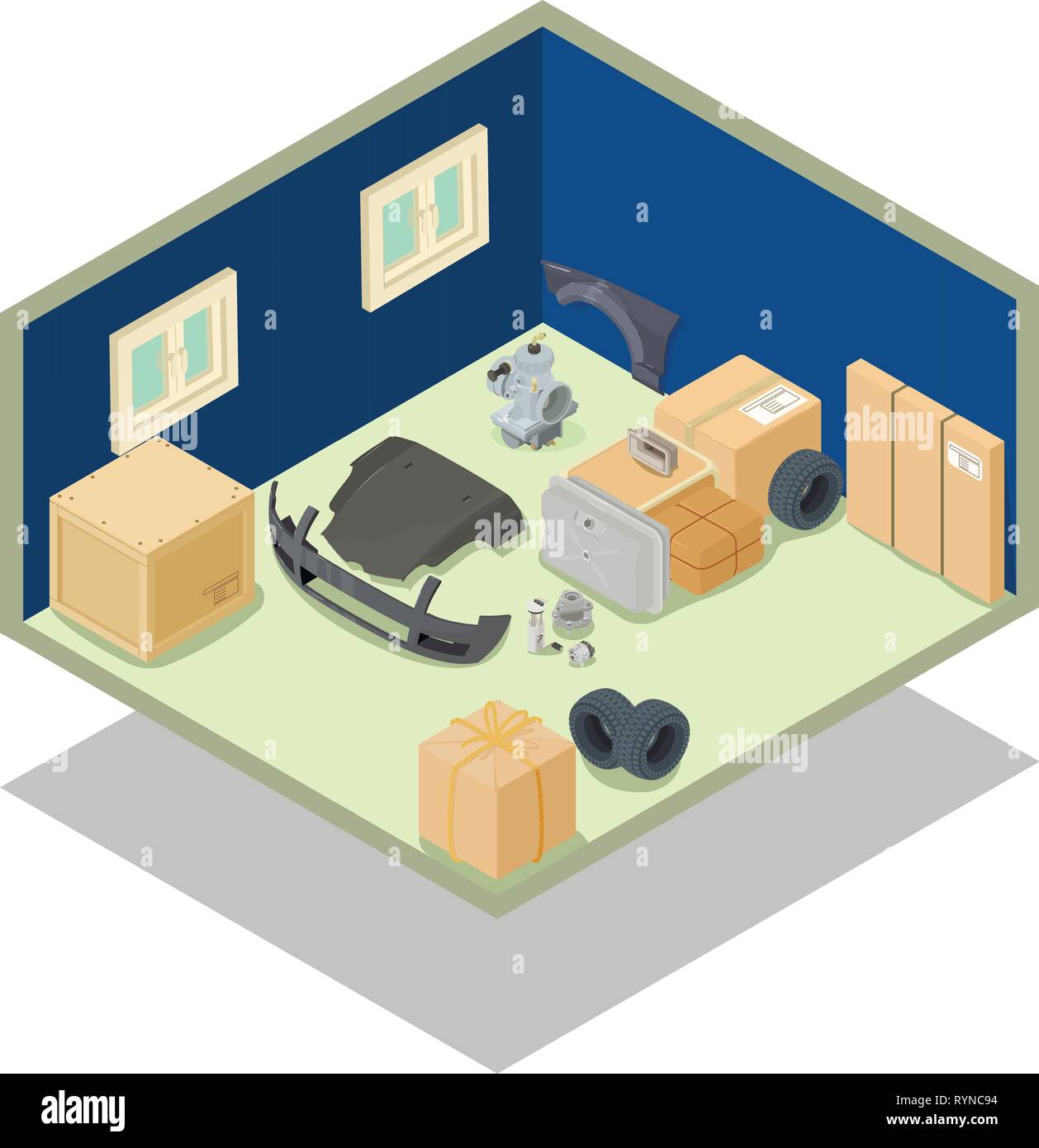 Storage Area Concept Banner Isometric Style Stock Vector Art