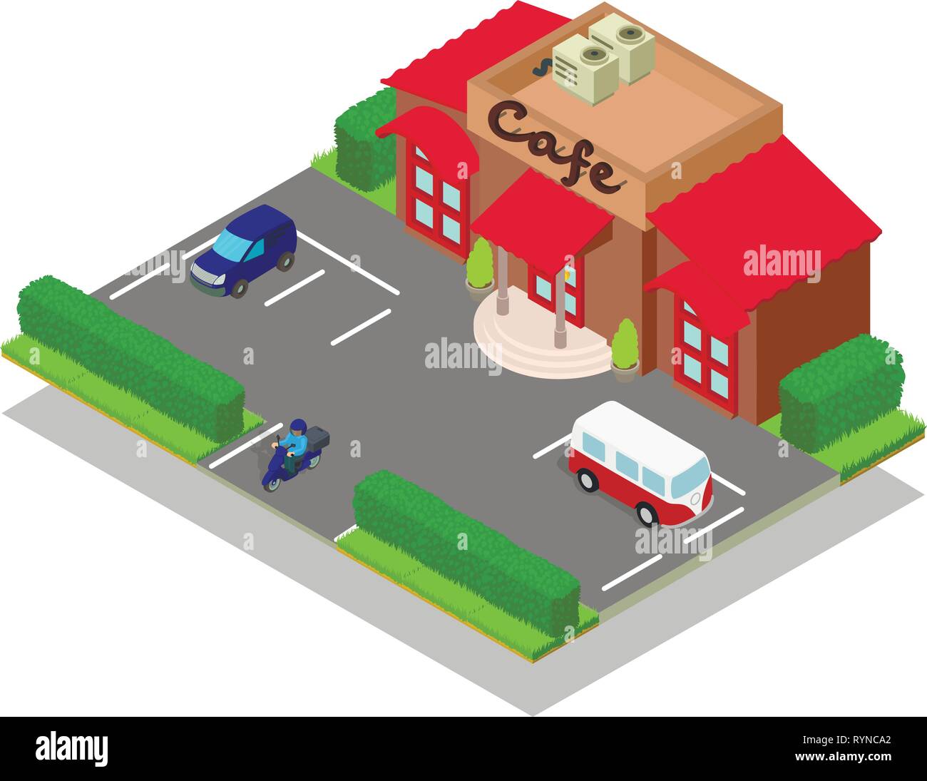Cafe concept banner, isometric style Stock Vector