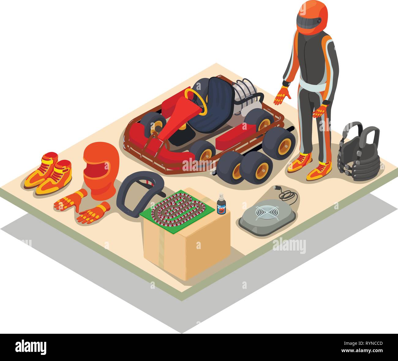 Racing concept banner, isometric style Stock Vector