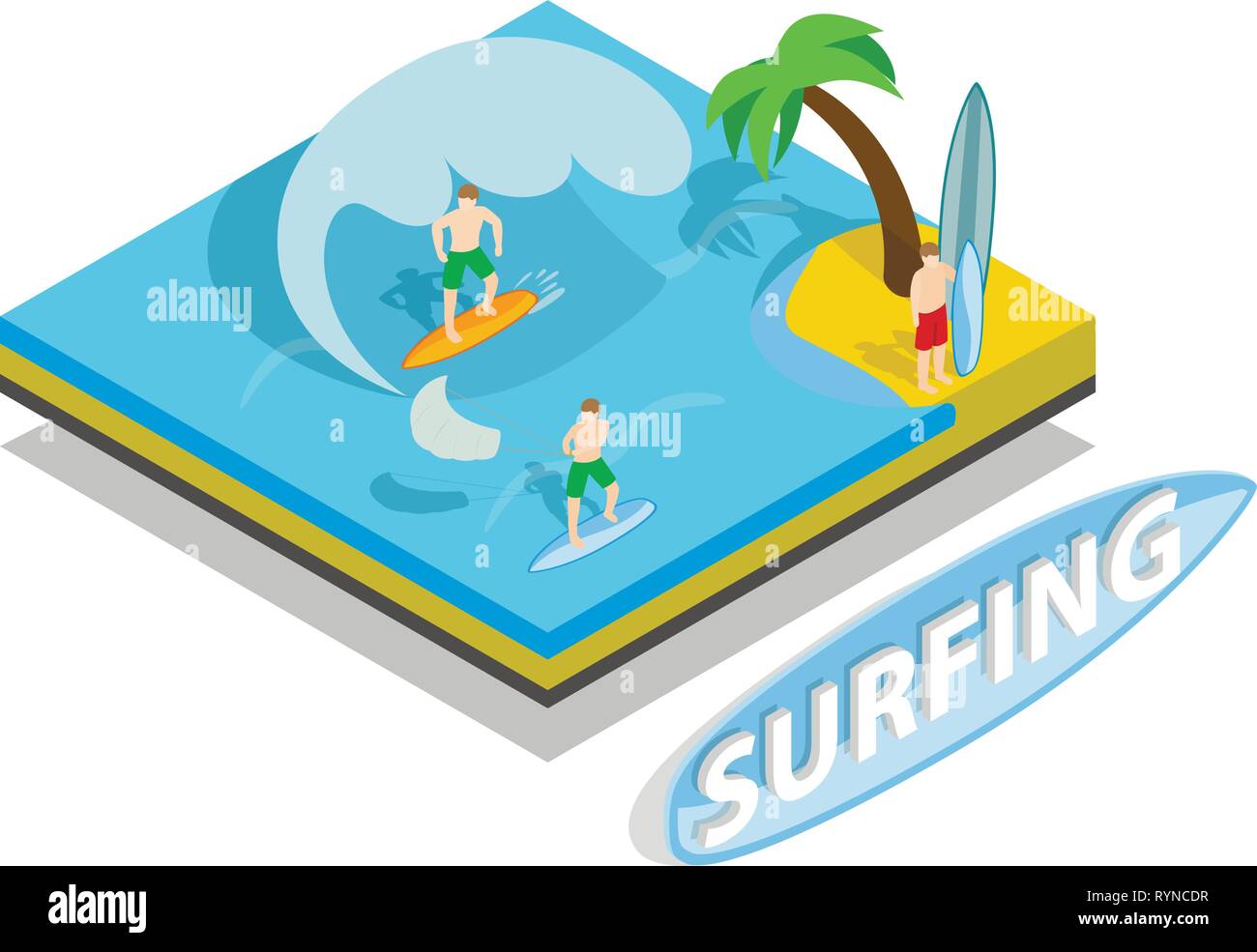 Surfing concept banner, isometric style Stock Vector Image & Art - Alamy