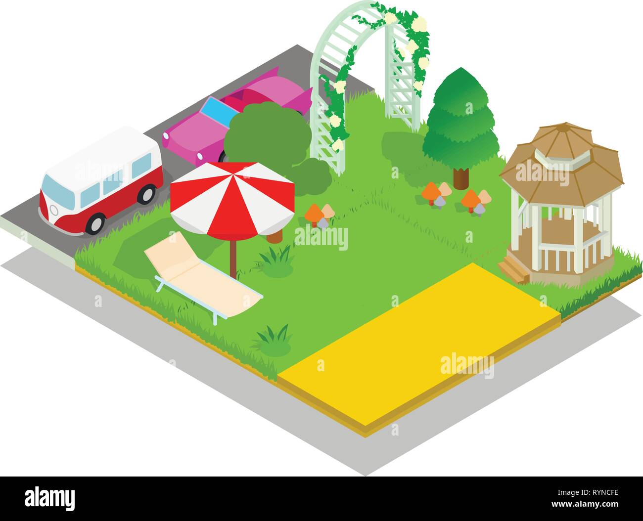 Beautiful location concept banner, isometric style Stock Vector