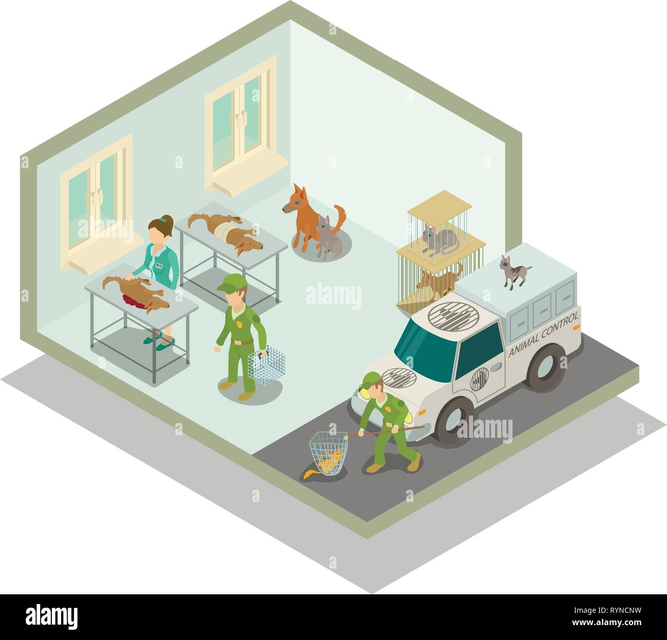 Veterinary Clinic Concept Banner Isometric Style Stock Vector Art