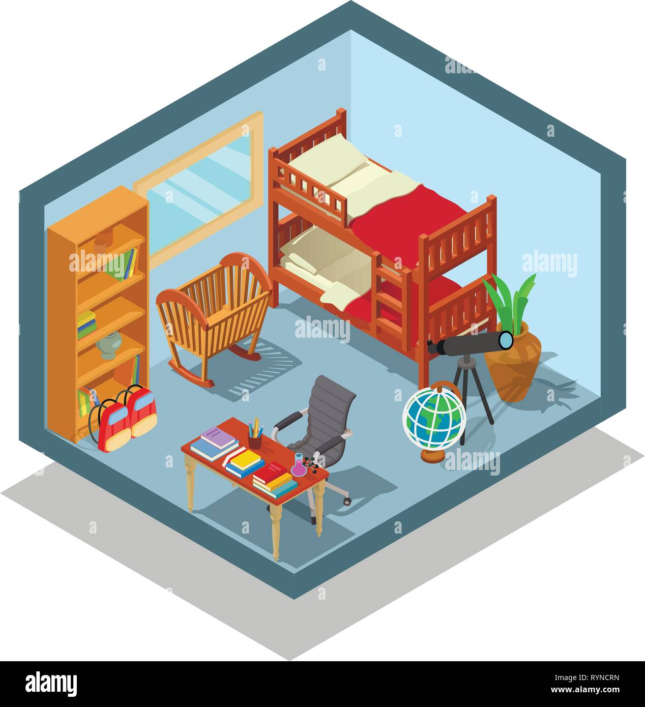 Children room concept banner, isometric style Stock Vector Image & Art ...