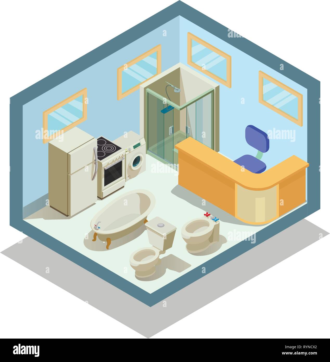 Bathroom equipment concept banner, isometric style Stock Vector Image ...