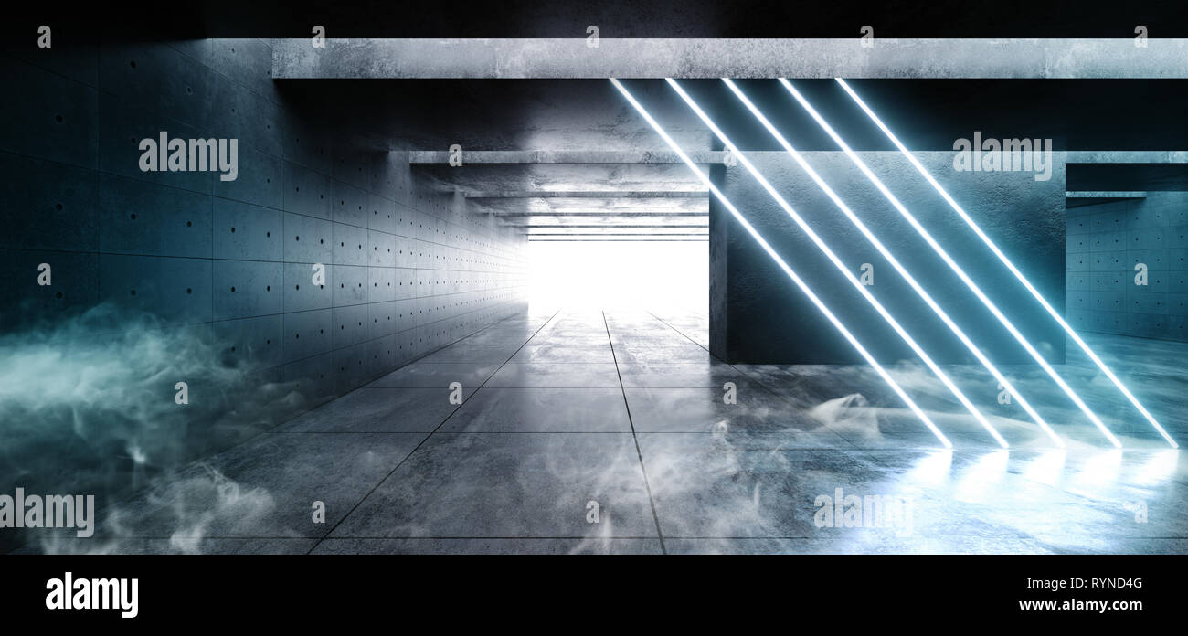 Smoke Fog Lines Laser Neon Lights Grunge Concrete Modern Empty