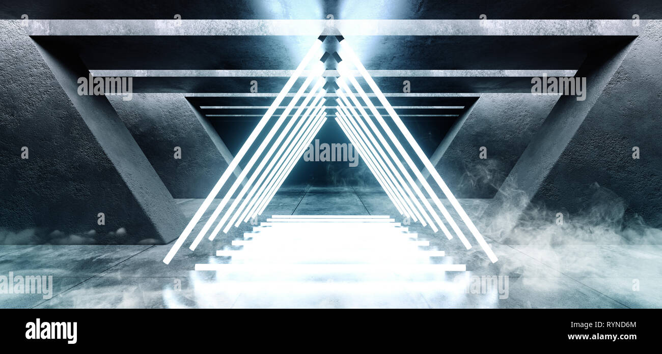 Smoke Fog Triangle Neon Lights Grunge Concrete Modern Empty Space