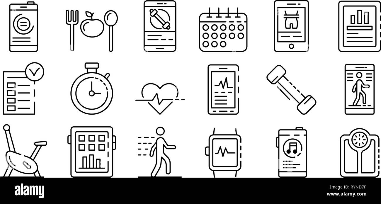 Apps for fitness icons set, outline style Stock Vector Image & Art - Alamy