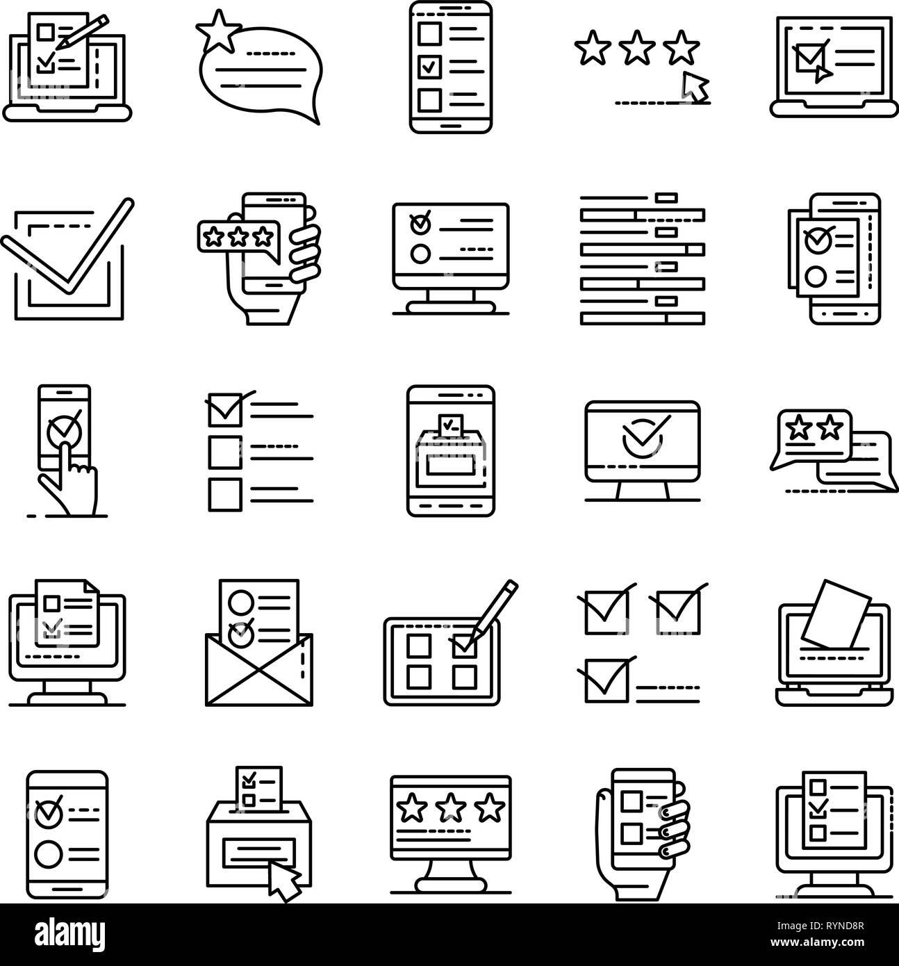 Online vote icons set, outline style Stock Vector Image & Art - Alamy