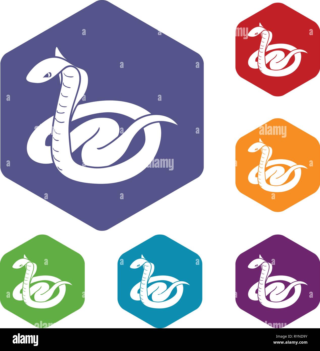 King cobra icons vector hexahedron Stock Vector
