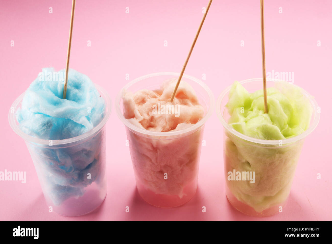 colorful cotton candy floss. sweet party food for kids Stock Photo