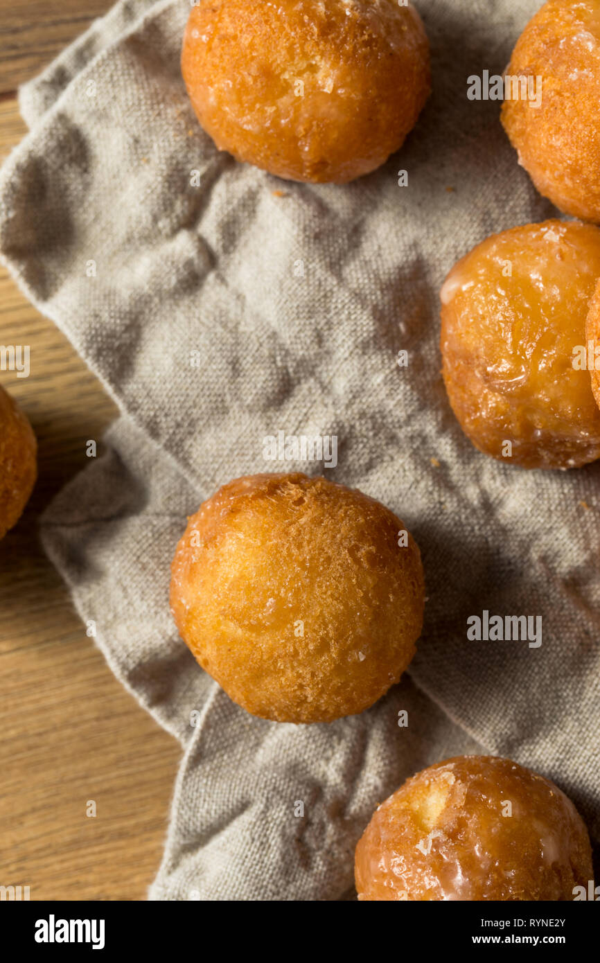 Homemade Glazed Donut Holes Ready to Eat Stock Photo