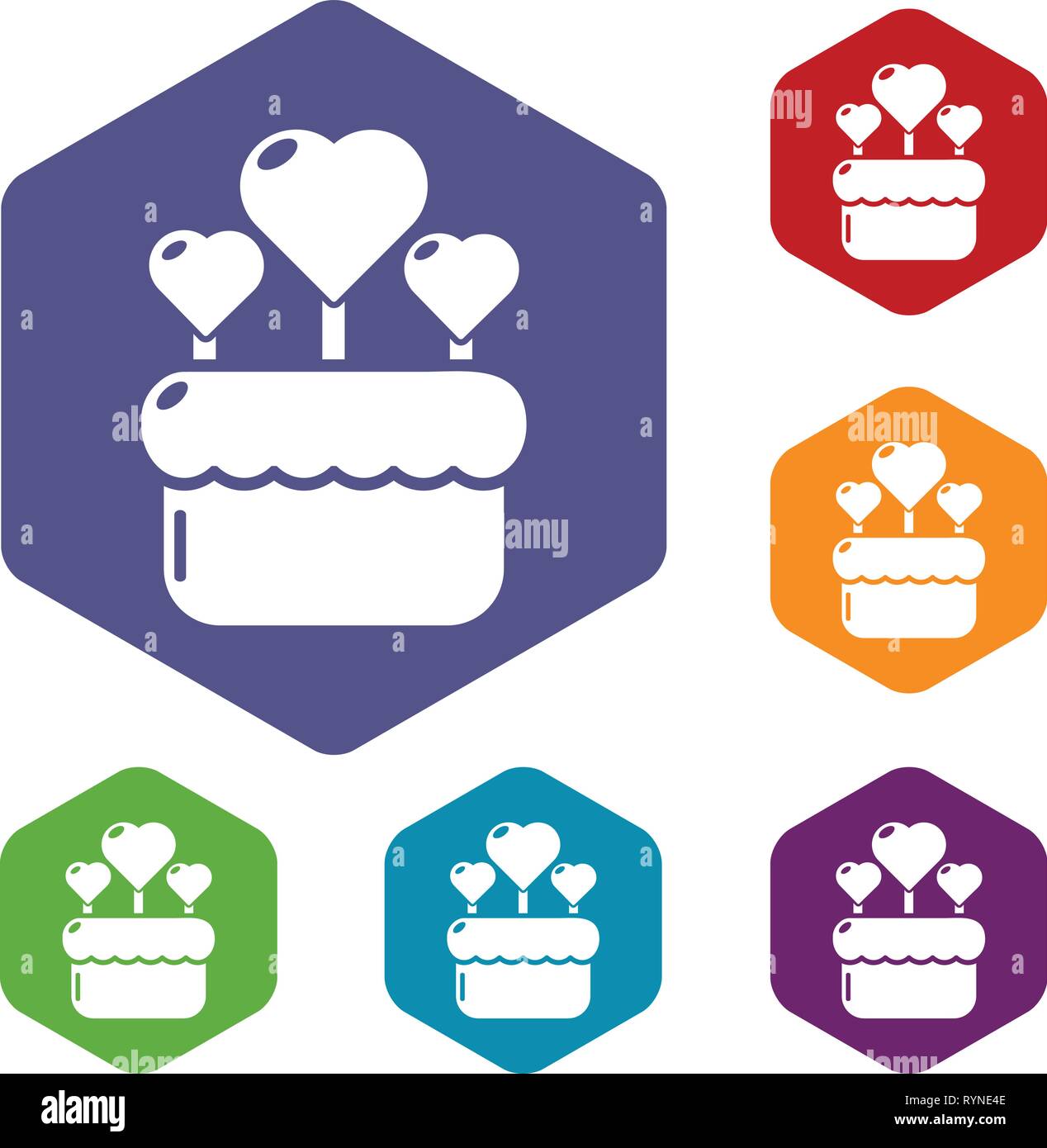 Wedding cake icons vector hexahedron Stock Vector