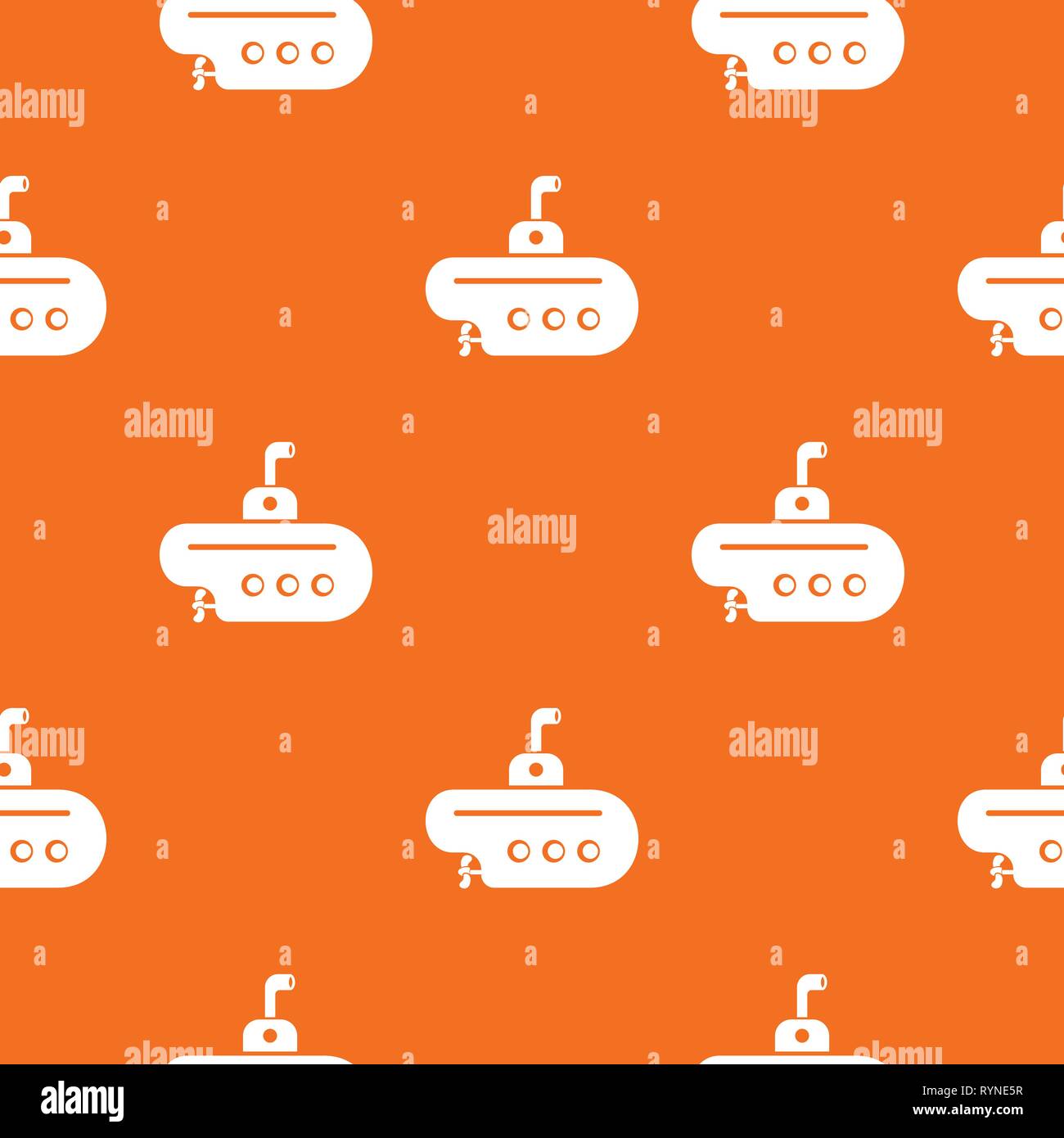 Bathyscaphe with periscope pattern vector orange Stock Vector