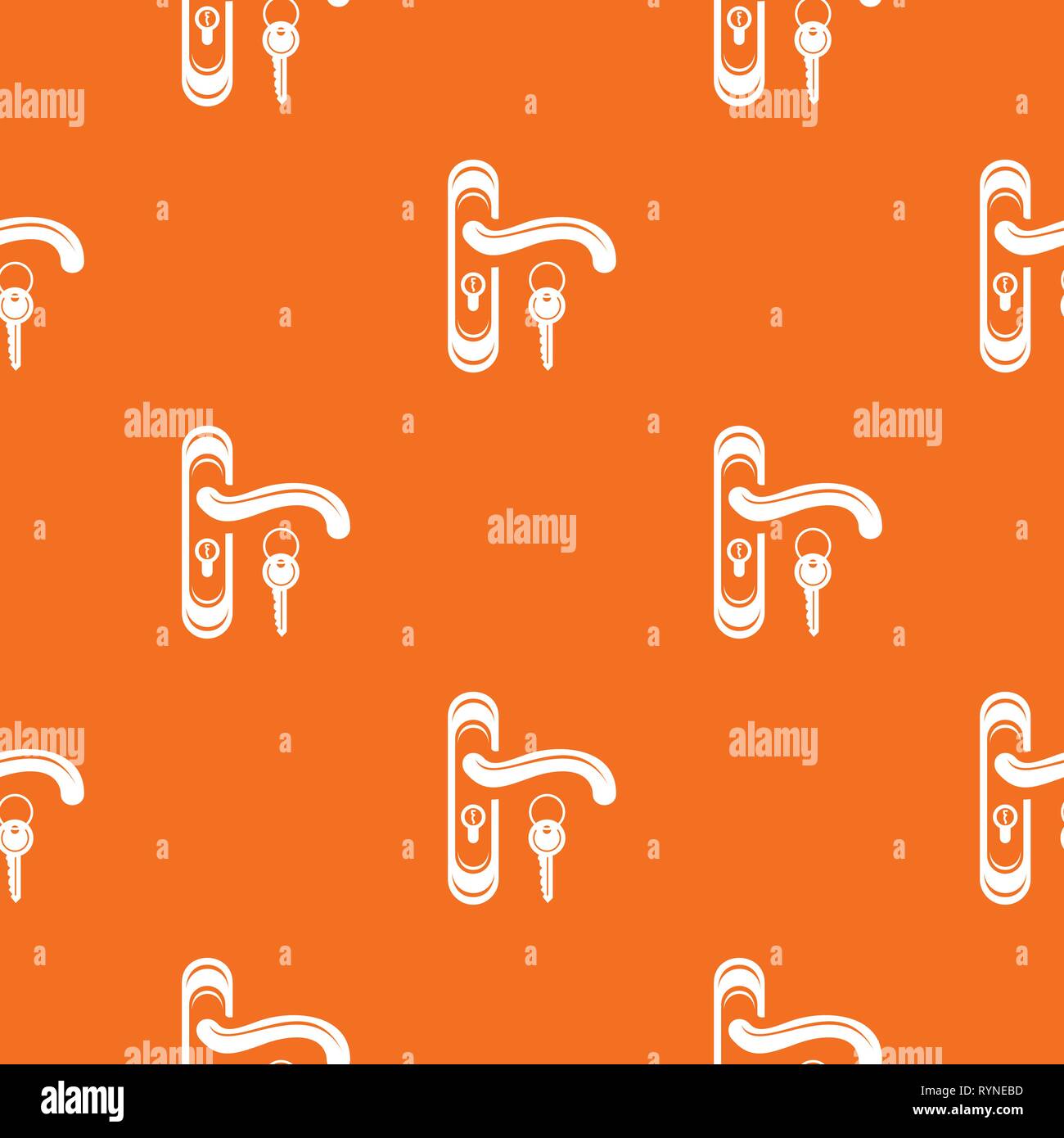 Door handle and key pattern vector orange Stock Vector