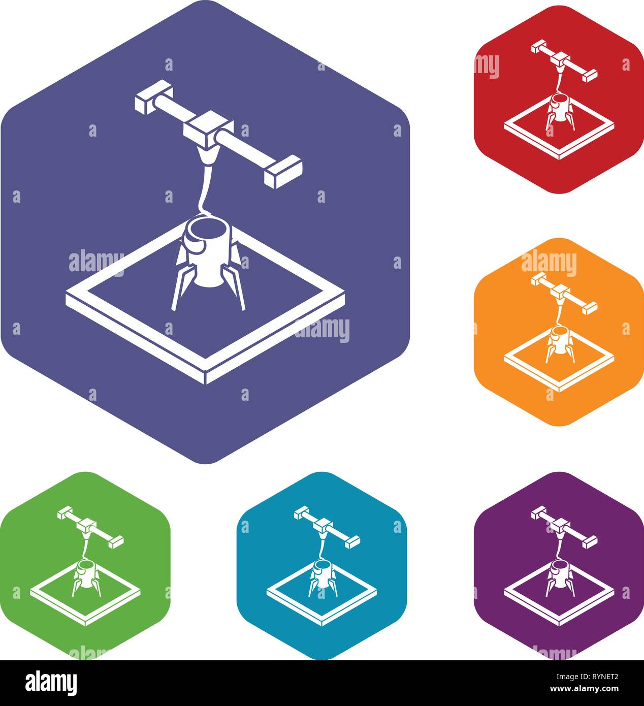 Rocket d printing icons vector hexahedron Stock Vector