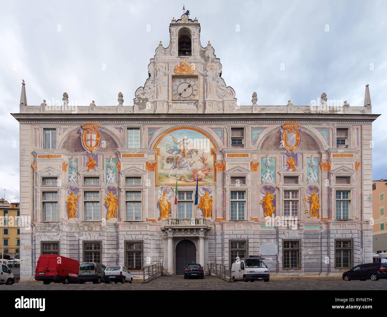 GENOA, ITALY - NOVEMBER 04, 2018 - Palazzo San Giorgio or Saint George Palace Stock Photo