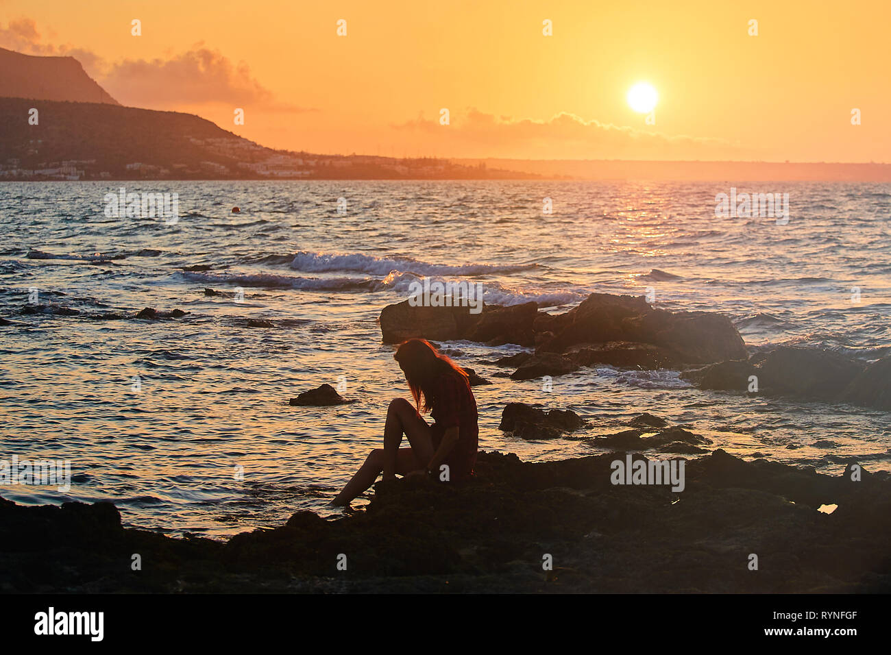 Girl Watching Sea Sunset High Resolution Stock Photography and Images ...