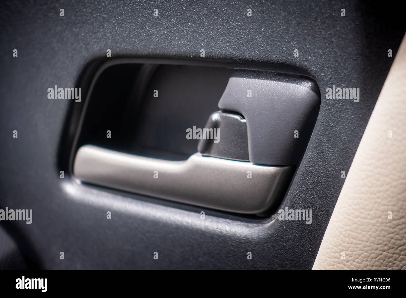 Automobile car Door lock and open interior Stock Photo Alamy