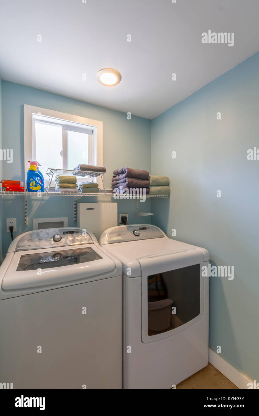 Laundry room interior washer and dryer Stock Photo Alamy