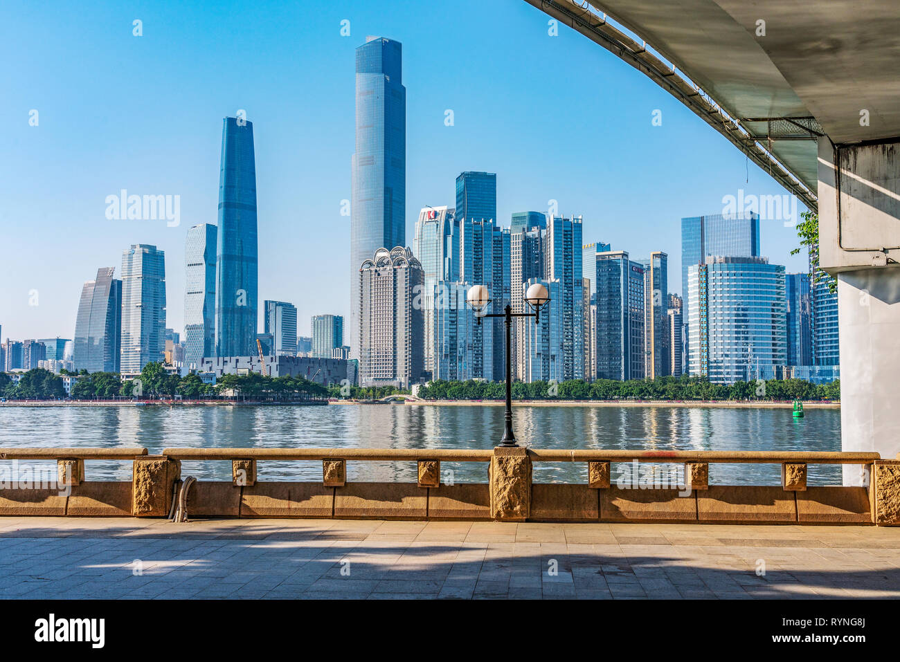 GUANGZHOU, CHINA - OCTOBER 27: This is a riverside view of