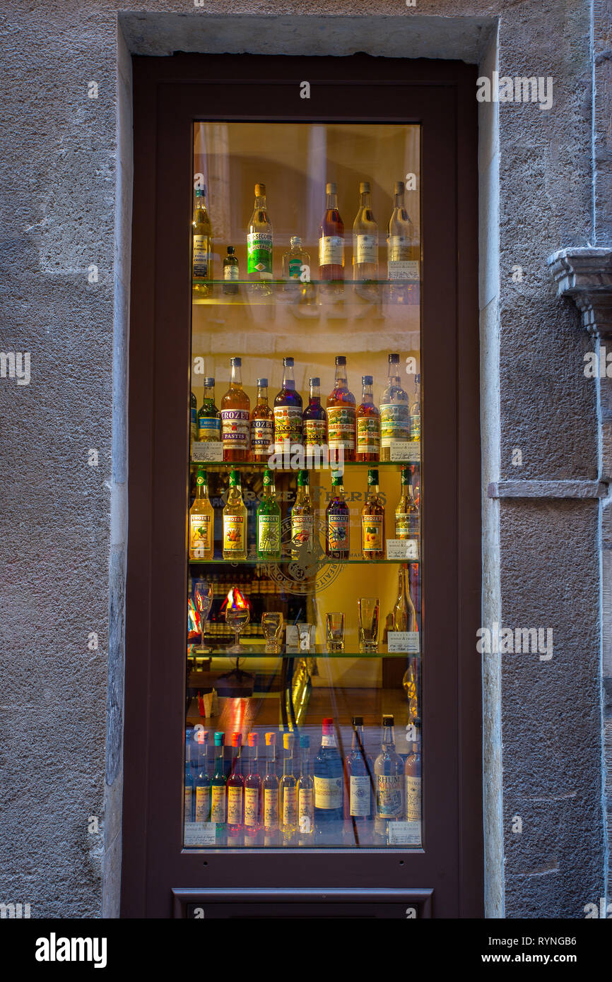 Typical liquor store in Lyon Stock Photo